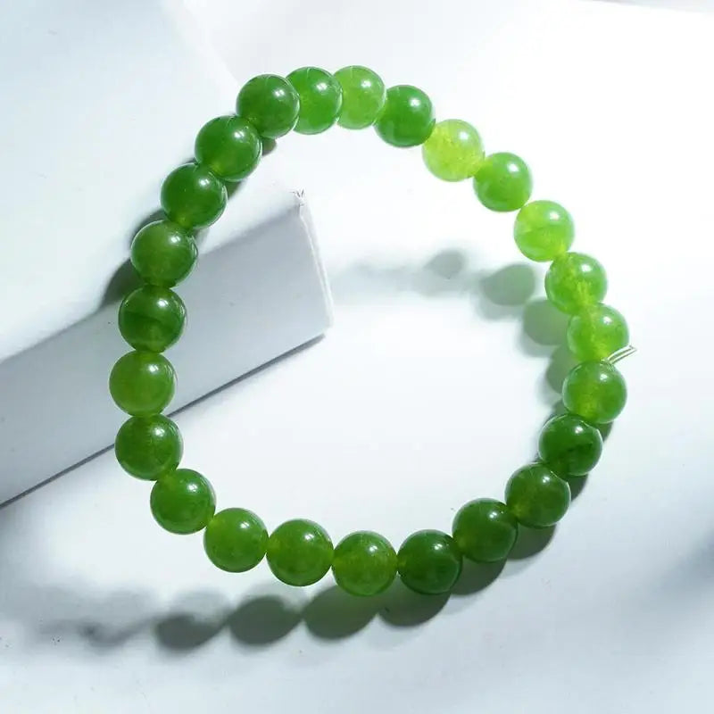 Pulseira de Contas de Pedra Verde Olho de Gato 8mm, Amuleto da Sorte para Mulheres, Joia de Proteção e Riqueza, Presente