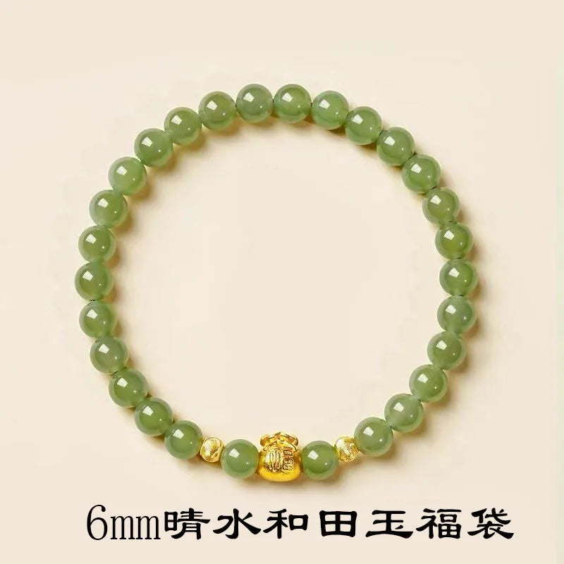 Pulsera Pixiu de jade verde de 8 mm