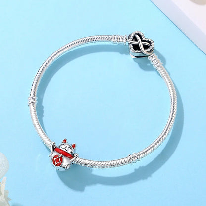 Charms Originais de Prata Esterlina 925, Pingente de Gato da Sorte, Boneca Japonesa, Presente de Ano Novo, Pulseiras e Colares para Mulheres, Joias