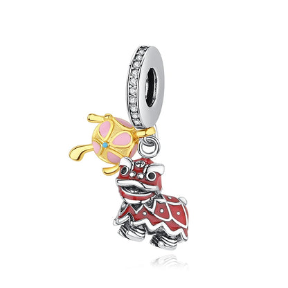 Charms Originais de Prata Esterlina 925, Pingente de Gato da Sorte, Boneca Japonesa, Presente de Ano Novo, Pulseiras e Colares para Mulheres, Joias