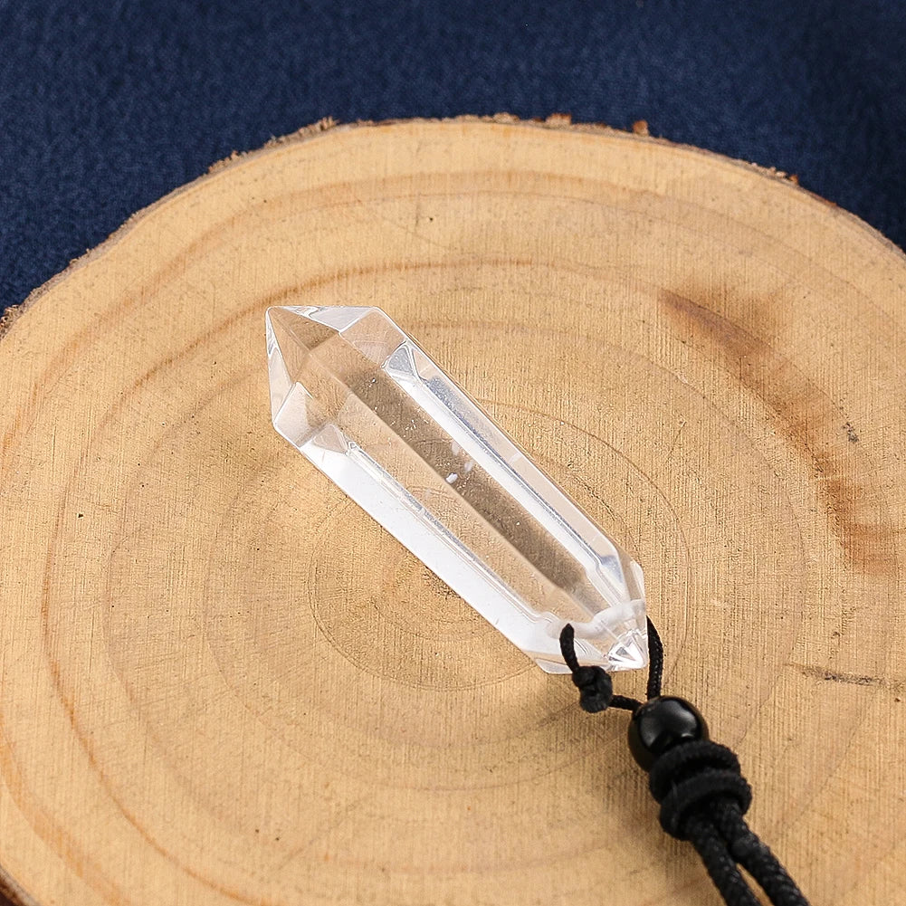 Duplo Pointed Natural Cristal Branco Quartzo Colar Pingente, Colar Geometria, Herkimer, Energia Pedra, Reiki Chakras Dangle, Gargantilha Jóias