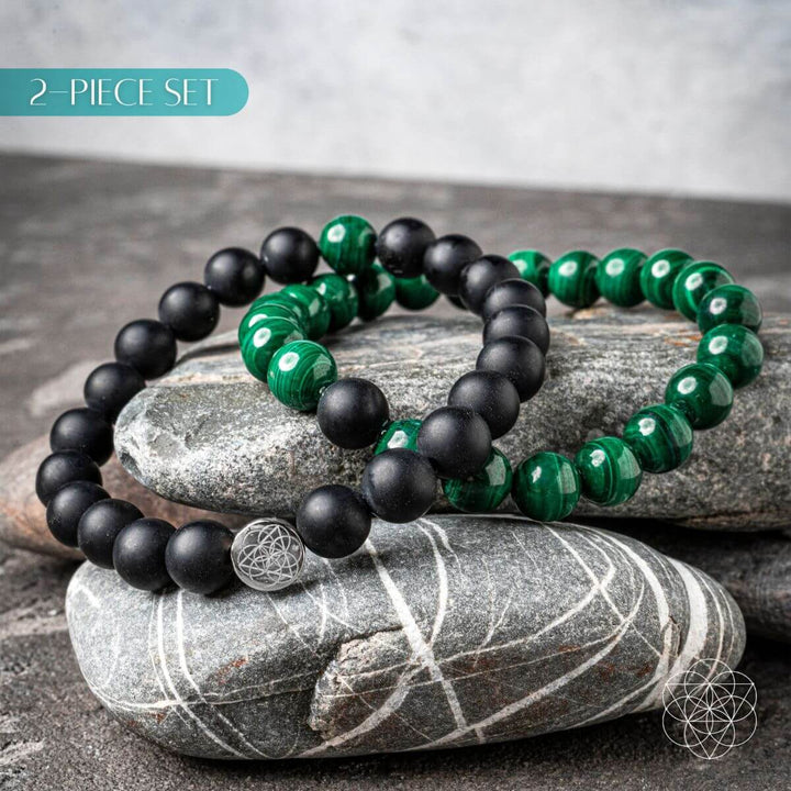 Steady Mind - Malachite & Onyx Double Bracelet